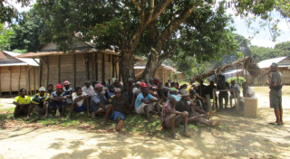 Villagers during a meeting to explain the meaning of each boundary in a Protected Area